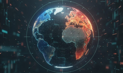 Winter Monitor Cover WEB Digital earth on dark background