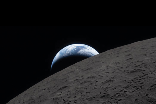 The earth as seen from Artemis II behind the moon