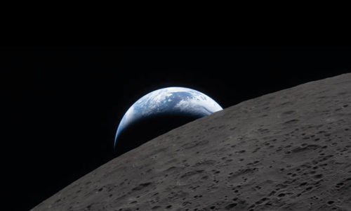 The earth as seen from Artemis II behind the moon