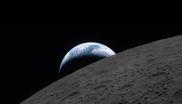 The earth as seen from Artemis II behind the moon